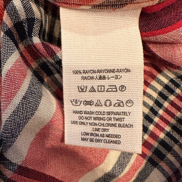 FREE PEOPLE LORALEI SHIRT WOMENS SMALL /PETITE Red Plaid Shirt - Picture 10 of 12